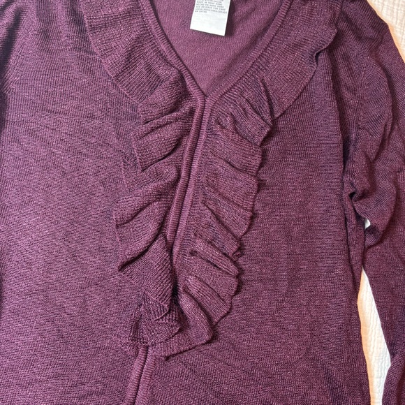 Sag Harbor Plum Ruffled Cardigan - Picture 4 of 5